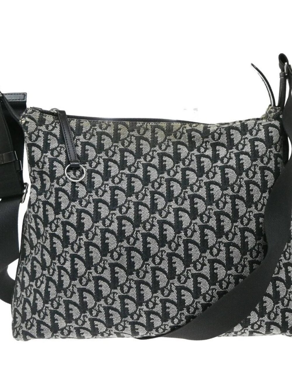 CHRISTIAN DIOR Trotter Pattern Crossbody Shoulder Bag Canvas Leather BK 87KE264